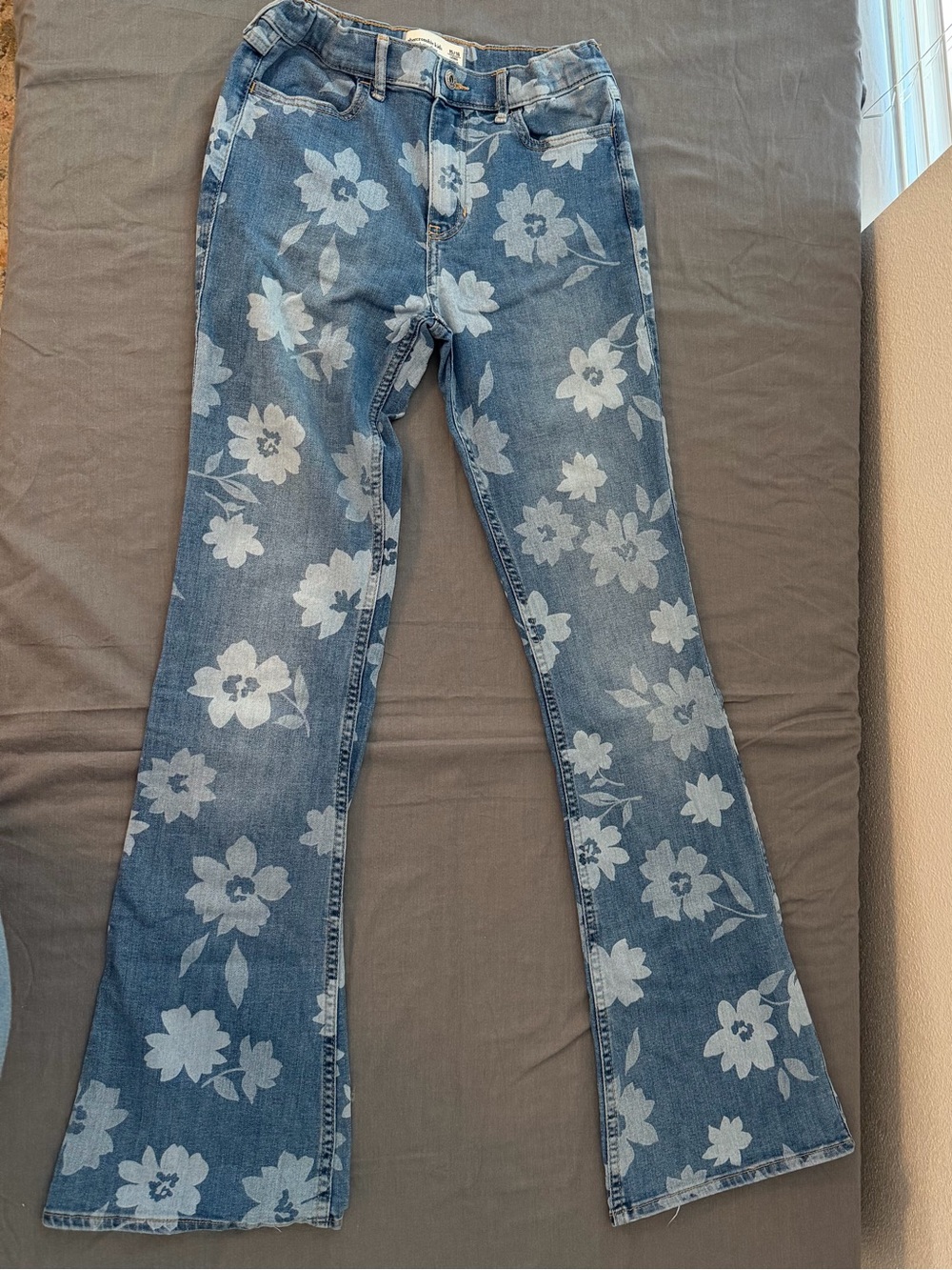 abercrombie kids Blue Floral Flare-Leg Jeans 15/16 Long